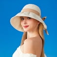 thumbnail image 3 of Women's Wide Brim Floppy Sun Hat with Contrast Bow Band and Structured Crown, 3 of 3