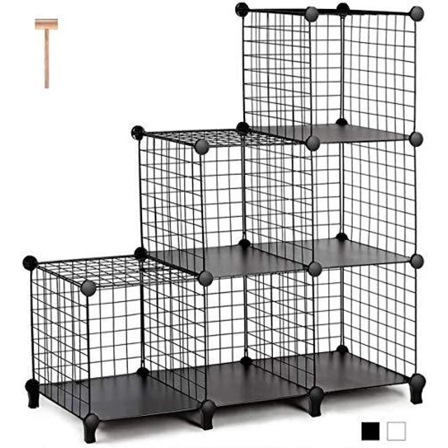 TomCare Cube Storage 6-Cube Metal Wire Cube Storage Storage Cubes Shelves Cube Closet Organizer DIY Storage Grids Stackable Storage Bins Wire Cubes Bookshelf Bookcase Modular for Home Offi