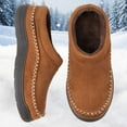 thumbnail image 3 of BdTemWBs Mens Slippers Warm Fuzzy Memory Foam Indoor Outdoor Cozy Slippers -On Moccasin House Shoes with Non- Sole, Fluffy Wide Loafer Slippers (Brown,9-10), 3 of 11