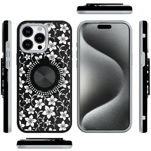 XPM for Apple iPhone 11 Phone Case, Pattern Design Hybrid with Invisible Ring Stand & Magnetic Back, Shockproof Protective Grip Cover for iPhone 11 (Classic Floral)