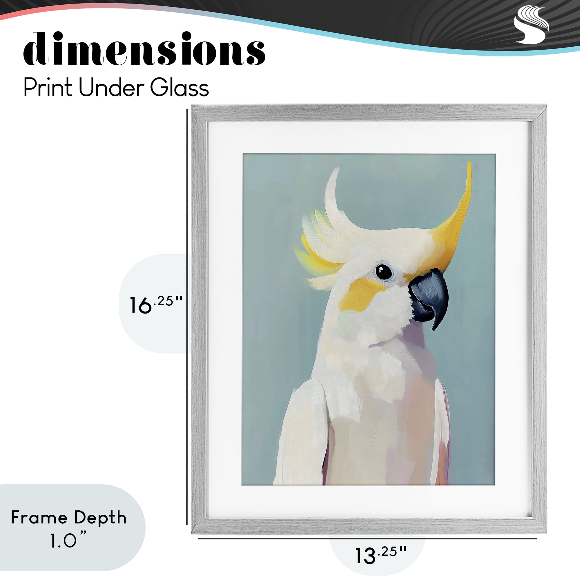 Stupell Industries Yellow Crested Cockatoo Gray Framed Print Under Glass, design by The Prints Vibe