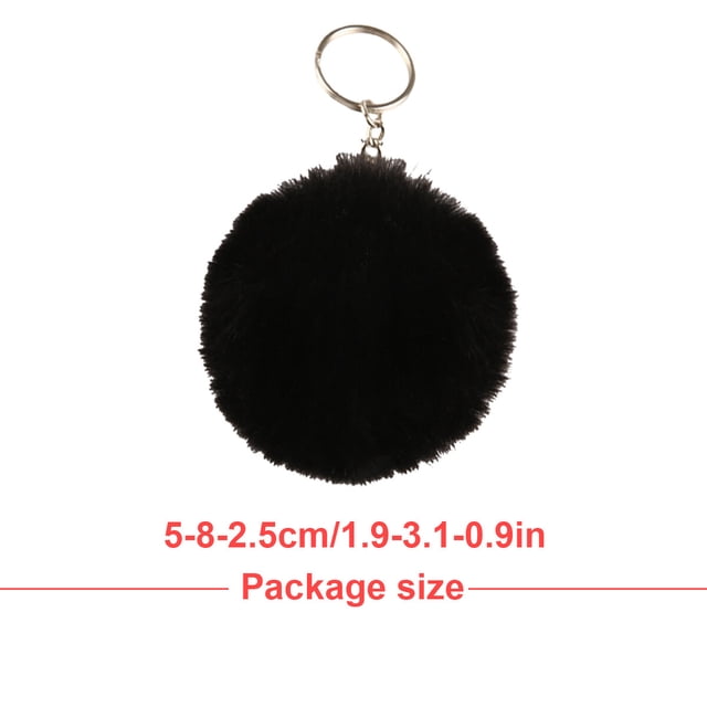 Fuzzy Ball Keychain Supple Comfortable Lovely Key Rings Adorable Practical Key Chains Women for Children Adults Elderly Students Black 9cm