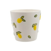 Mainstays 6.25" x 6.25" x 6" Round Cream and Yellow Ceramic Lemon Planter