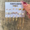 thumbnail image 1 of Juego de 9 pendientes de metal con diseño de roca y deseo europeo y americano, conjunto de pendientes de cristal combinados para mujer, 1 of 3