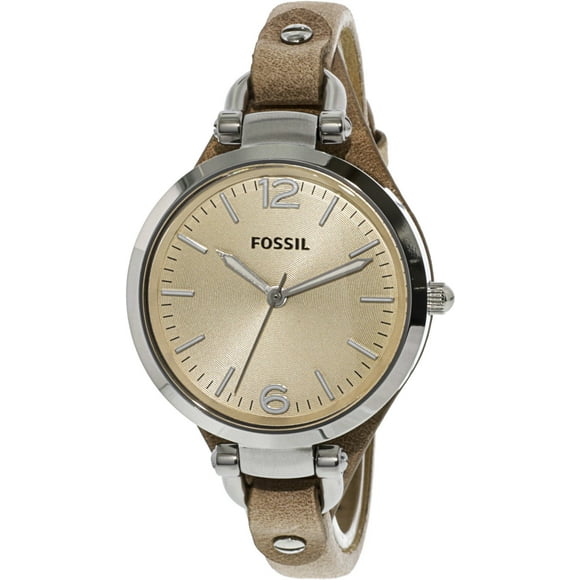 Fossil Women's Georgia ES2830 Silver Leather Analog Quartz Dress Watch