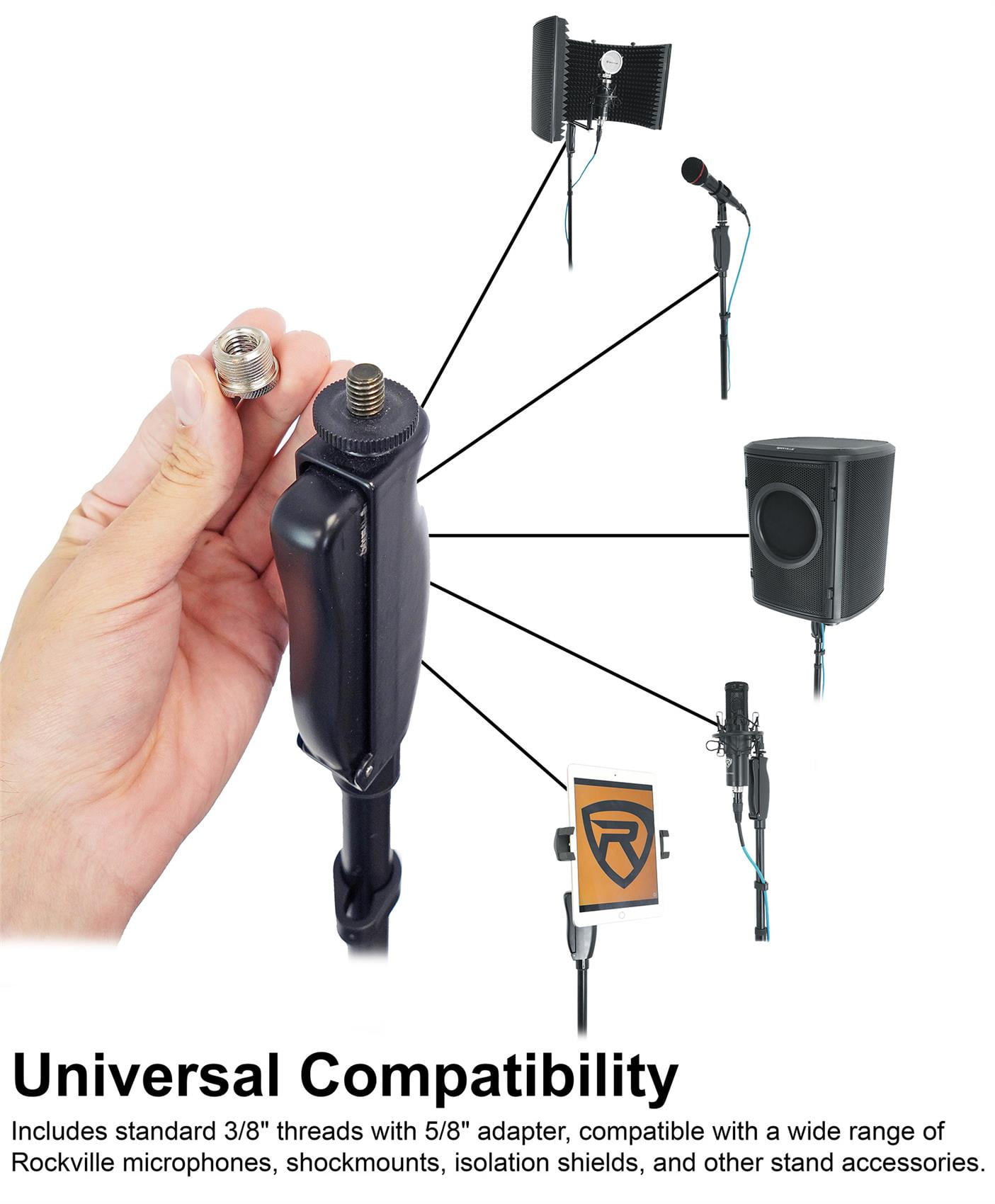 Rockville Recording Package w/Mic Stand+Isolation Shield+Tablet Mount+Shockmount