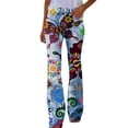 thumbnail image 1 of LUOGENLI Pantalon Décontracté Femme Coupe Bottillon Évasé en Denim Imprimé Fleuri Pantalon Décontracté Femme Coupe Régulière Pantalon Décontracté Femme Coupe Décontractée Violet m, 1 of 4