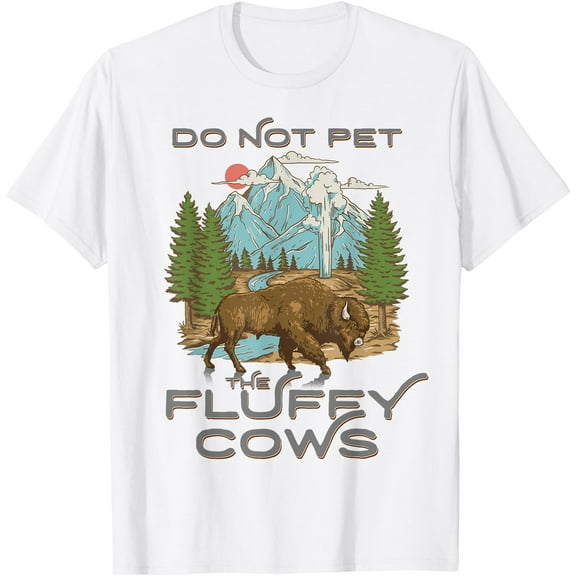 Funny Vintage Look Yellowstone National Park Bison Fluffy Cows Lover Unisex T-Shirt for Men Women Kids Toddler