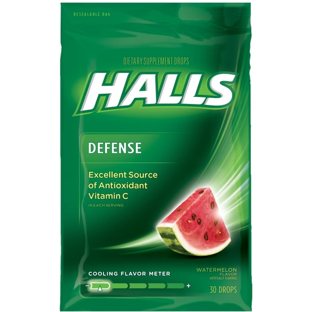 Halls Cough Drops, Watermelon, 30 Ct