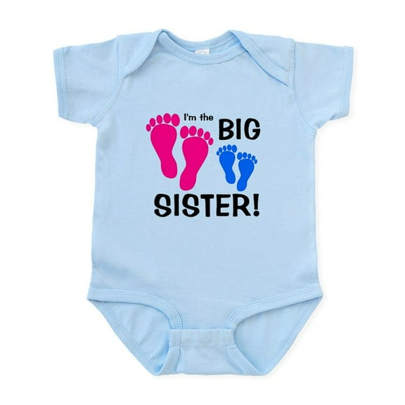 CafePress - Big Sister Baby Footprints Infant Bodysuit - Baby Light Bodysuit, Size Newborn - 24 Months