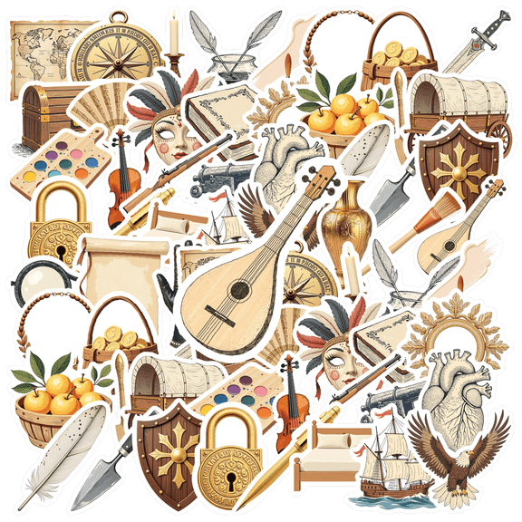 Vintage Stickers Historical Adventure Stickers Exploration Sticker Pack for Suitcase Fridge
