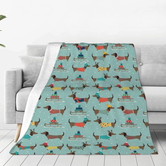Balery Dachshund Dog Puppy Manta de Felpa Suave y Acogedora – Cobija de Franela Aterciopelada para Cama, Lavable y Cálida para Sofá, Mascotas, Transpirable-60"x50"