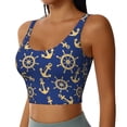 thumbnail image 2 of Fotbe Anchors and Nautical Sujetador Deportivo Largo sin Aros para Mujer con Almohadillas y Soporte Medio, Transpirable y Absorbente, Camiseta Tipo Chaleco o Tank Top-X-Large, 2 of 8