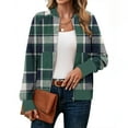 thumbnail image 2 of FDGIU Women's Plaid Flannel Hooded Shacket - Long Sleeve Zipper & Pockets for Casual Outdoor Activities, 2 of 6