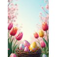 thumbnail image 4 of Spring Themed Easter Background Banner Decor with Tulips and Colorful Eggs Party Decoration Photography Props Garden Gathering Easter Celebration, 4 of 4
