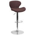 thumbnail image 1 of Contemporary Blue Fabric Adjustable Height Barstool with Curved Back and Chrome Base, 1 of 6