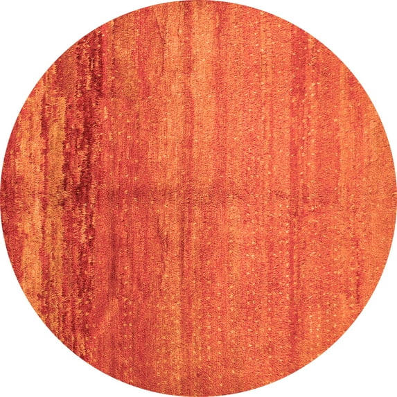 Ahgly Company Indoor Round Abstract Orange Contemporary Area Rugs, 4' Round
