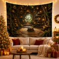 thumbnail image 3 of Library Situated Hollow with Interior Massive Ancient Tree, Mystical Fantasy for Space Lovers, Galaxy Room Decor, Graduation Gift, Tapestry Wall Hanging for Bedroom and Dorm, 3 of 7