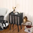 thumbnail image 6 of Wubio Record Player Stand with Storage Holds Up to 80 Albums, Turntable Stand with Beech Wood Legs, Mid-Century Record Player Table,Black Vinyl Holder Display Shelf for Bedroom Living Room, 6 of 14