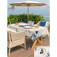 thumbnail image 5 of Outdoor Tablecloth with Umbrella Hole for Patio/Picnic/Party/Camping, Blue Butterflies Flowers Waterproof Table Cloth Rectangle Table Cover Washable, Spring Watercolor Botanical Beige (60"x 84"), 5 of 9