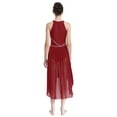 thumbnail image 2 of iiniim Women's Lyrical Dance Dress Halter Sleeveless Mesh Tulle High Low Skirt Leotard Modern Contemporary Dancewear Burgundy XXL, 2 of 7