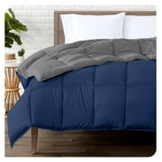Homehours Extra Long Comforter - Reversible Colors - Goose Down Alternative - Ultra-Soft - Premium 1800 Series - All Season Warmth - Bedding Comforter (/ XL, Dark Blue/Grey)