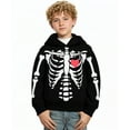 thumbnail image 3 of Boys Halloween Hoodie Skeleton Glow in Dark Hooded Sweatshirt Black Long Sleeves Shirt 7T, 3 of 4