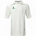 thumbnail image 1 of Surridge - Camiseta deportiva con cuello de polo de manga corta para hombre Modelo Cricket - Running/Gym/Deporte (Blanco/Ribete verde) Surridge UTRW2868_whitegreentrim, 1 of 1
