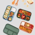 thumbnail image 4 of 4-Compartment Food-Grade Silicone Microwave Lunch Box, Divided Reusable Bento Container for Meal Prep, Oven Safe Soft Flexible(Light Brown), 4 of 5