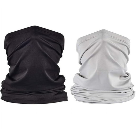 NOGIS UV Face Cover Neck Gaiter Mask Dust Protection Scarf Wind Bandana Balaclava for Summer Running Fishing Biking 2 Pieces (Black and Gray)