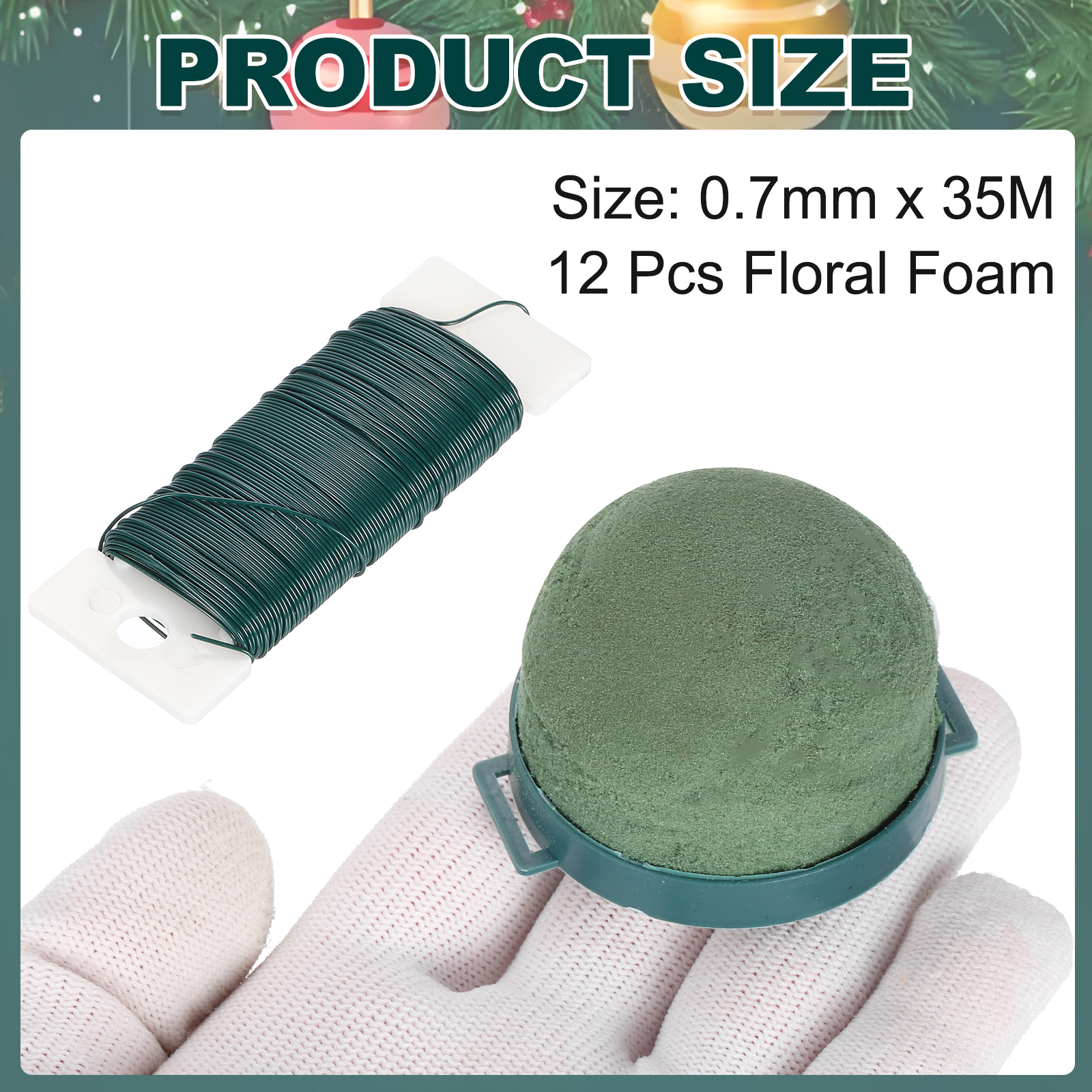 12Pcs Floral Foam Green Flower Floral Dry Foam, Mini Round Floral Foam Holder Flower Arrangements for Wine Bottle Decor Wedding Party Decorations(with Green Iron Frame)