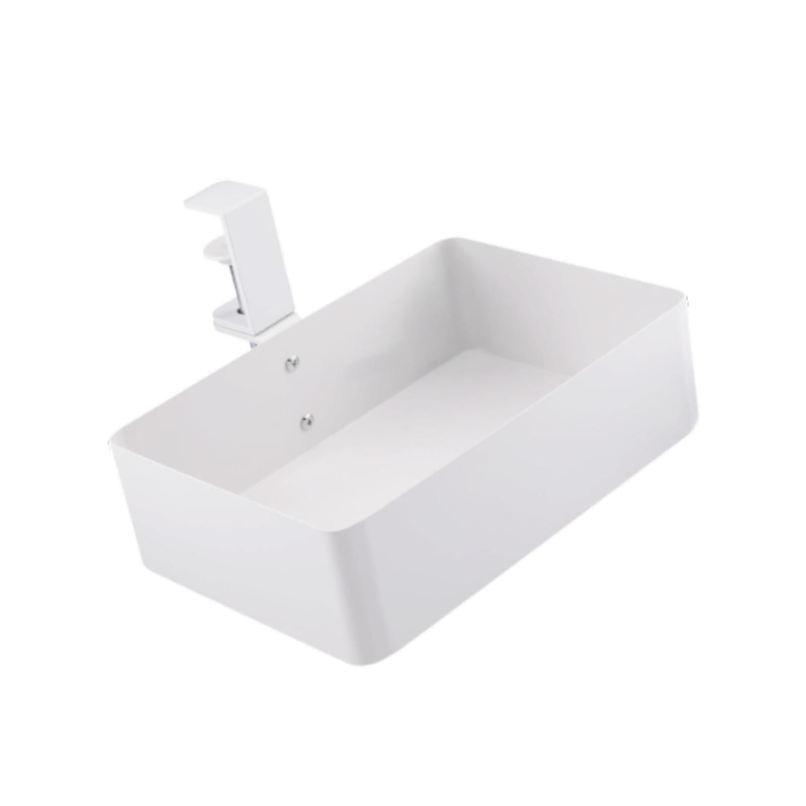 Fancyes Hiddens Desk Organizer Serving Tray Metal Stable Easy to Assemble under Table Storage Basket under Desk Drawer for Home Pantry White