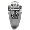 thumbnail image 4 of Anillo diamantes para hombre de sello en negrita de acero inoxidable con circonita cÃºbica de corte brillante redondo masculino, 4 of 6