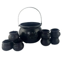 CASAFUN Halloween Trick or Treat Black Witch Jar Bucket 9Pcs,Candy Basket and Buckets for Trick or Treating, Halloween Pails with Handle for Kids Halloween Party Favors Supplies Props