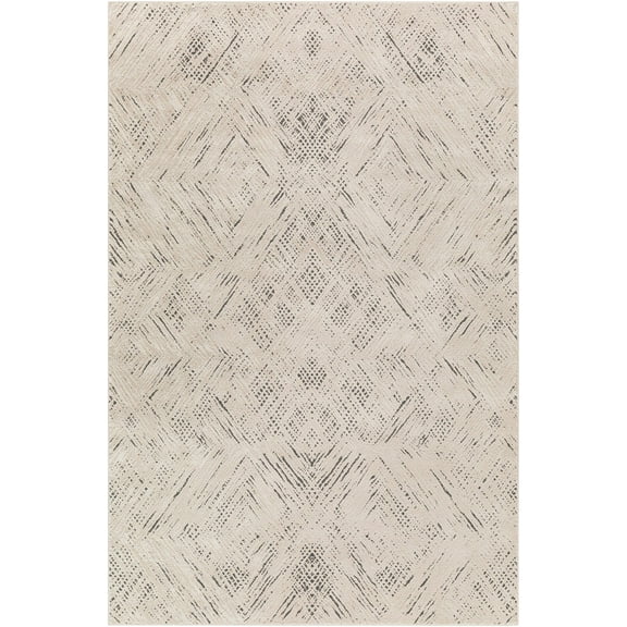 BoutiqueRugs Garza Contemporary Area Rug - Machine Washable - Bone, Eggplant, Cloud Gray - 6'4" x 9'