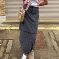 thumbnail image 6 of Long Cargo Skirts for Women with Pockets Low Rise Drawstring Shirred Baggy Skirt E Girls Retro Harajuku Streetwear, 6 of 7
