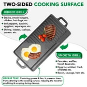 ProSource 2-in-1 Reversible & Preseasoned 19.5” x 9” Cast Iron Griddle