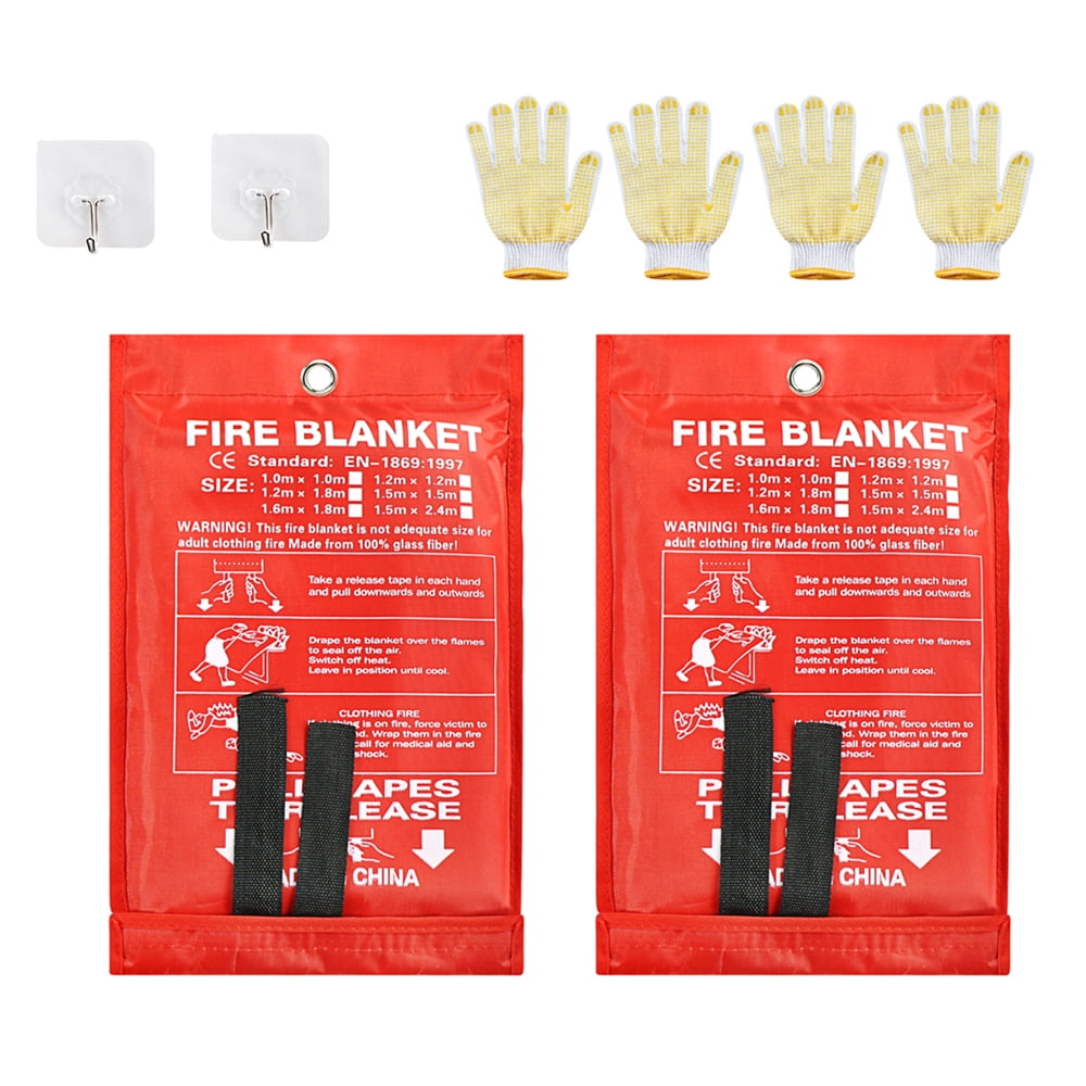 Topnew Emergency Fire Blanket for Home 40'x40' + 2 Hooks and Gloves, Kitchen Fire Blanket - White