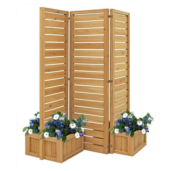 Yardistry YM11703 Fusion Planter Cedar Privacy Screen, Brown