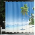 thumbnail image 3 of Ambesonne Tropical Shower Curtain, Ocean Summer Palms, 69"Wx70"L, Blue Green Cream, 3 of 4