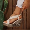 thumbnail image 5 of Viluyesy Womens Wedge Sandals, Ankle Strap Open Toe Wide Width Summer Casual Shoes Beige, 5 of 9