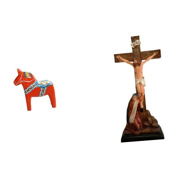 Figura de escritorio,Estatua de caballo Dala tradicional sueca,artesanía,Figura creativa de caballo de Dalecarlian,Estatua católica,Colección religiosa de figuras de estatuas de la Madre