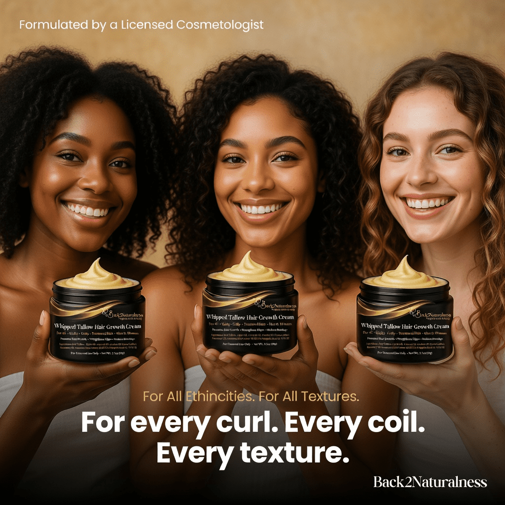 Back2Naturalness Tallow Hair Growth Cream Oil for Textured Hai, All Hair Types, Sensitive Skin , 3.5 oz