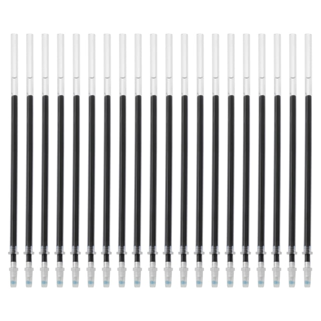Unique Bargains 100 Pcs Retractable Black Rollerball Gel Ink Pens Refills Set, 0.5mm Fine Point for Office Home Writing