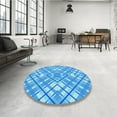 thumbnail image 4 of Ahgly Company Machine Washable Indoor Square Transitional Neon Blue Area Rugs, 6' Square, 4 of 7