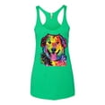 thumbnail image 3 of Wild Bobby, Smiling Dog | Colorful Neon Golden Retreiver | Dean Russo Art Animal Lover Tri-Blend Racerback Tank Top, Envy, Large, 3 of 6