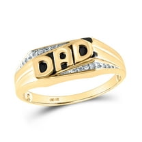 14K Yellow Gold Mens Round Diamond Dad Father Ring .01 Cttw, Mens Size: 7-13