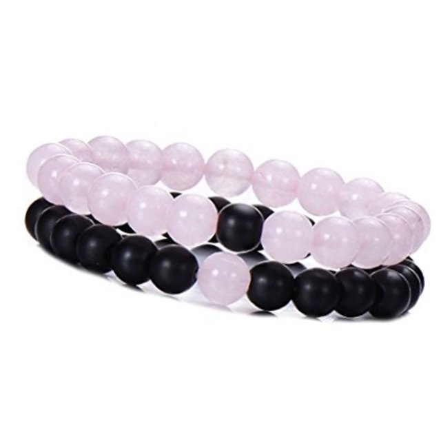 ShiYe toys store Cuentas 2 piezas para él y para ella pulseras de cuentas de distancia pulsera elástica de yoga de piedra natural