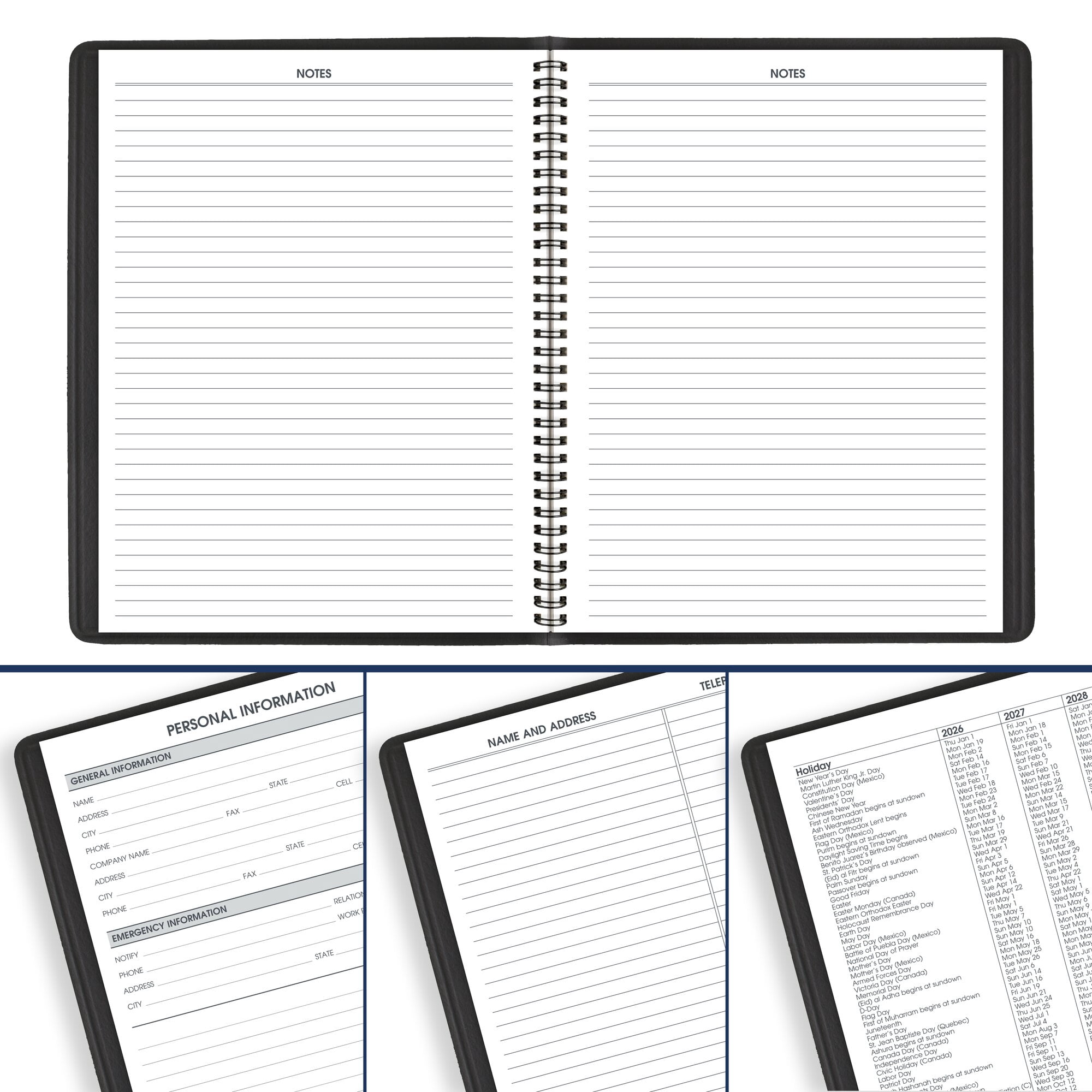 AT-A-GLANCE Academic 2026-2027 Weekly Appointment Book Planner Black Medium 7 x