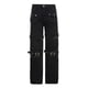 thumbnail image 1 of Pantalones cargo punk de pierna ancha y recta para mujer - Ropa gótica urbana, bolsillos, 1 of 7